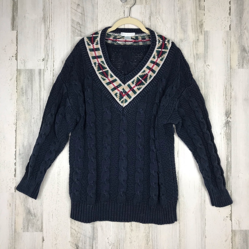 Vintage Jamie Scott cable knit grandpa sweater